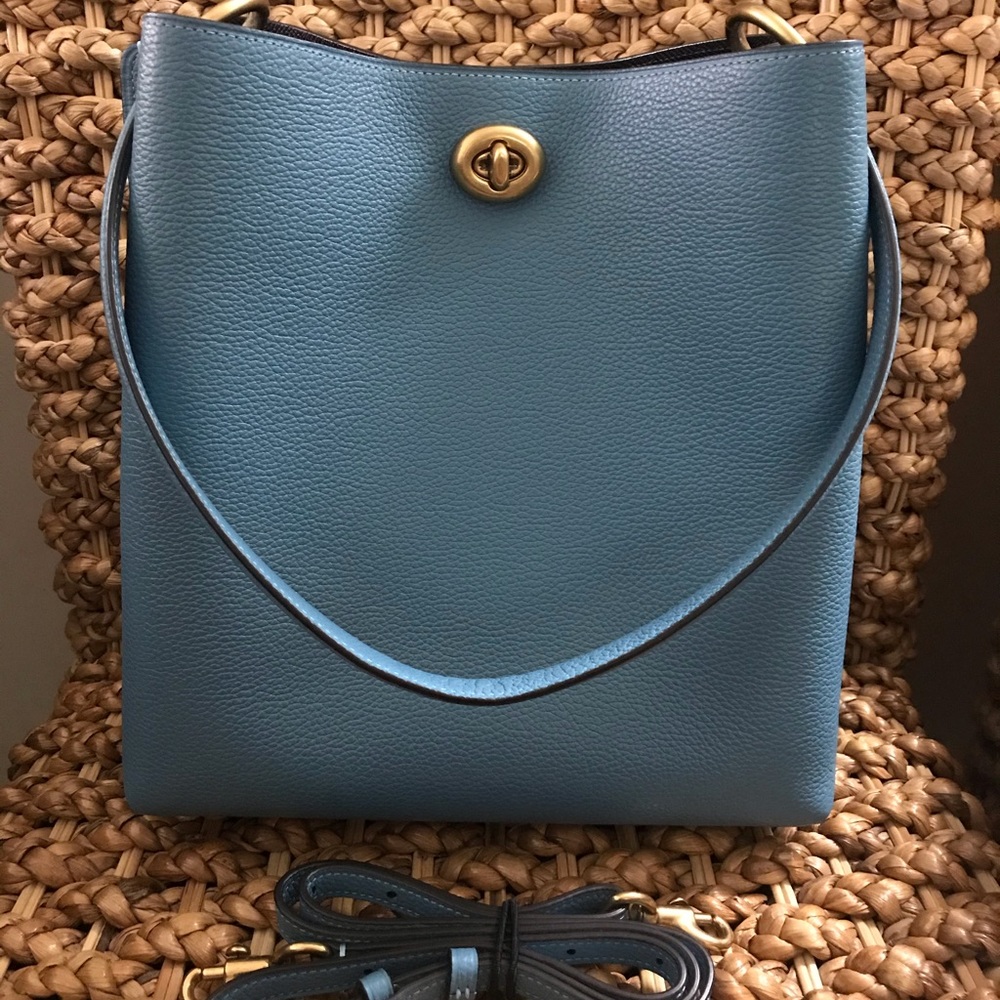 Coach Charlie bucket leather bag light blue